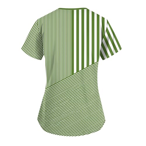 Women's V Neck Printed Scrubs Short Sleeve Nurse Uniforms Summer Going Out Trendy T-Shirts
