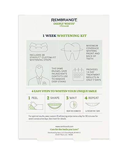 REMBRANDT Deeply White Peroxide 1 Week Teeth Whitening Kit for Enamel-Safe Whitening, Removes Tough Stains, 28 Custom-Fi