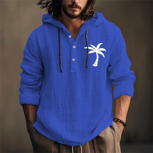 Men's Lightweight Breathable Linen Hoodie Shirt for Beach Hawaiian Clothes
| Long Sleeve Linen Hoodie Shirt with Button