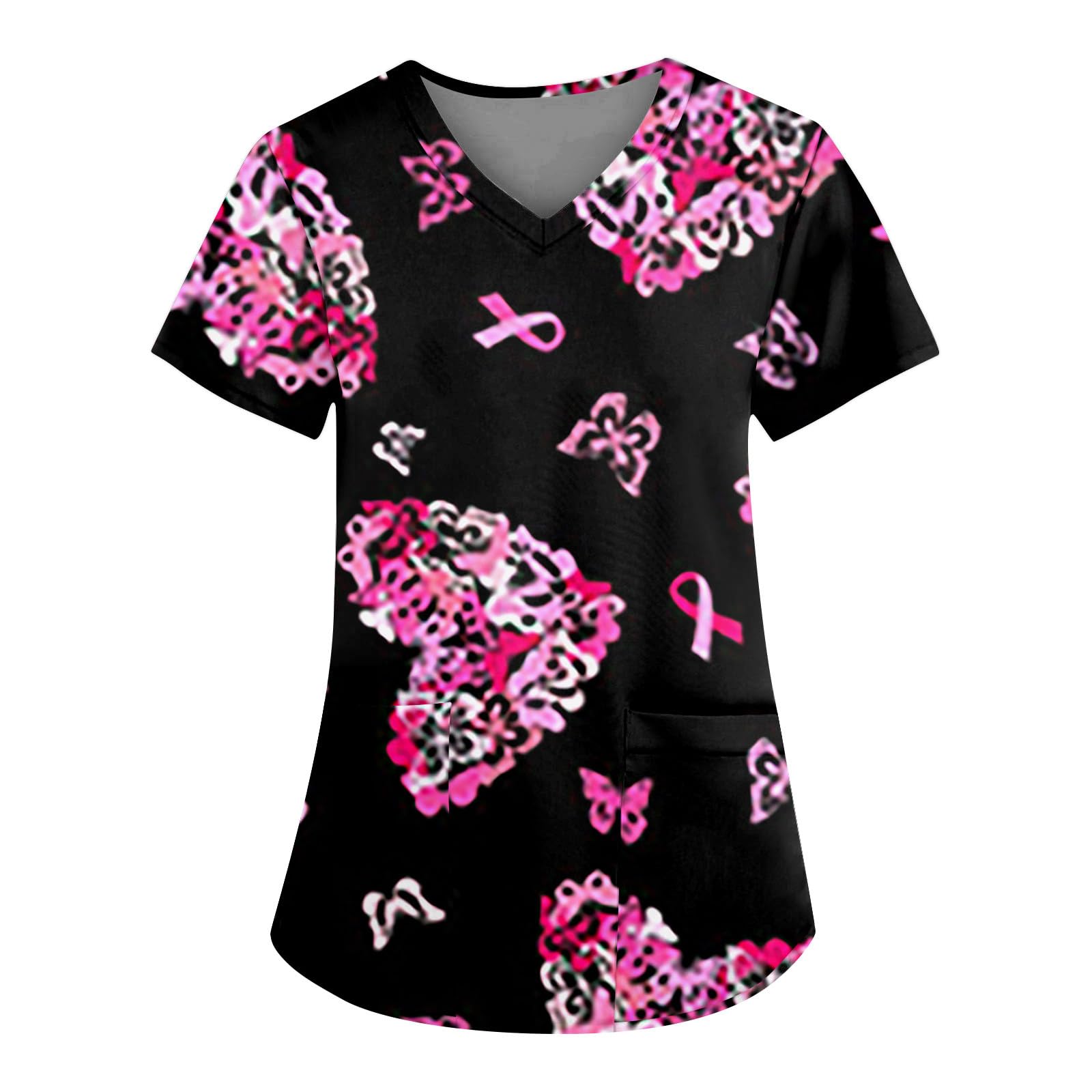 FlekmanArt Comfortable Print Short Sleeve Scrubs for Women Vacation Nurses Comfy Summer Working T-Shirts