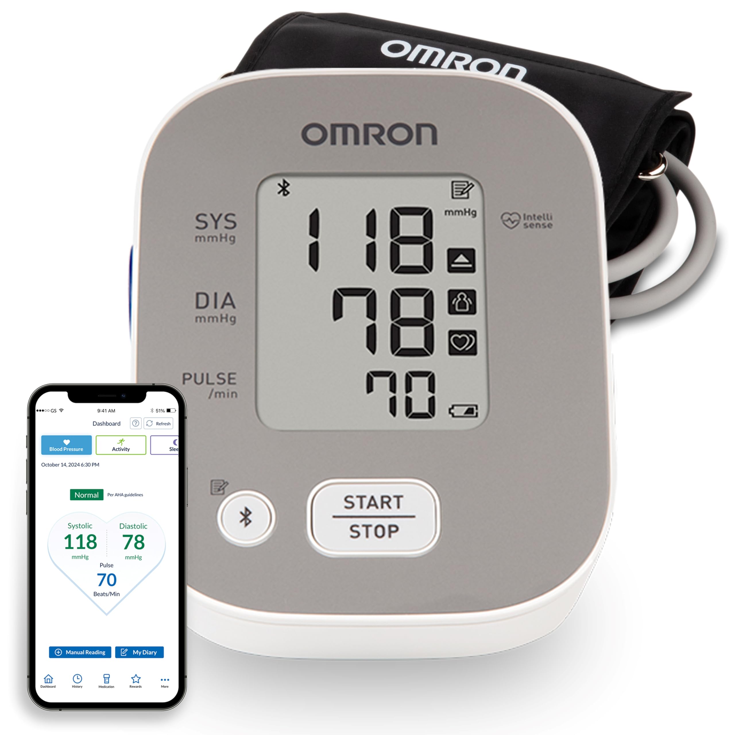 Omron Bronze Upper Arm Blood Pressure Monitor for Adults - Clinically Validated Blood Pressure Cuff - Use OMRON Connect 
