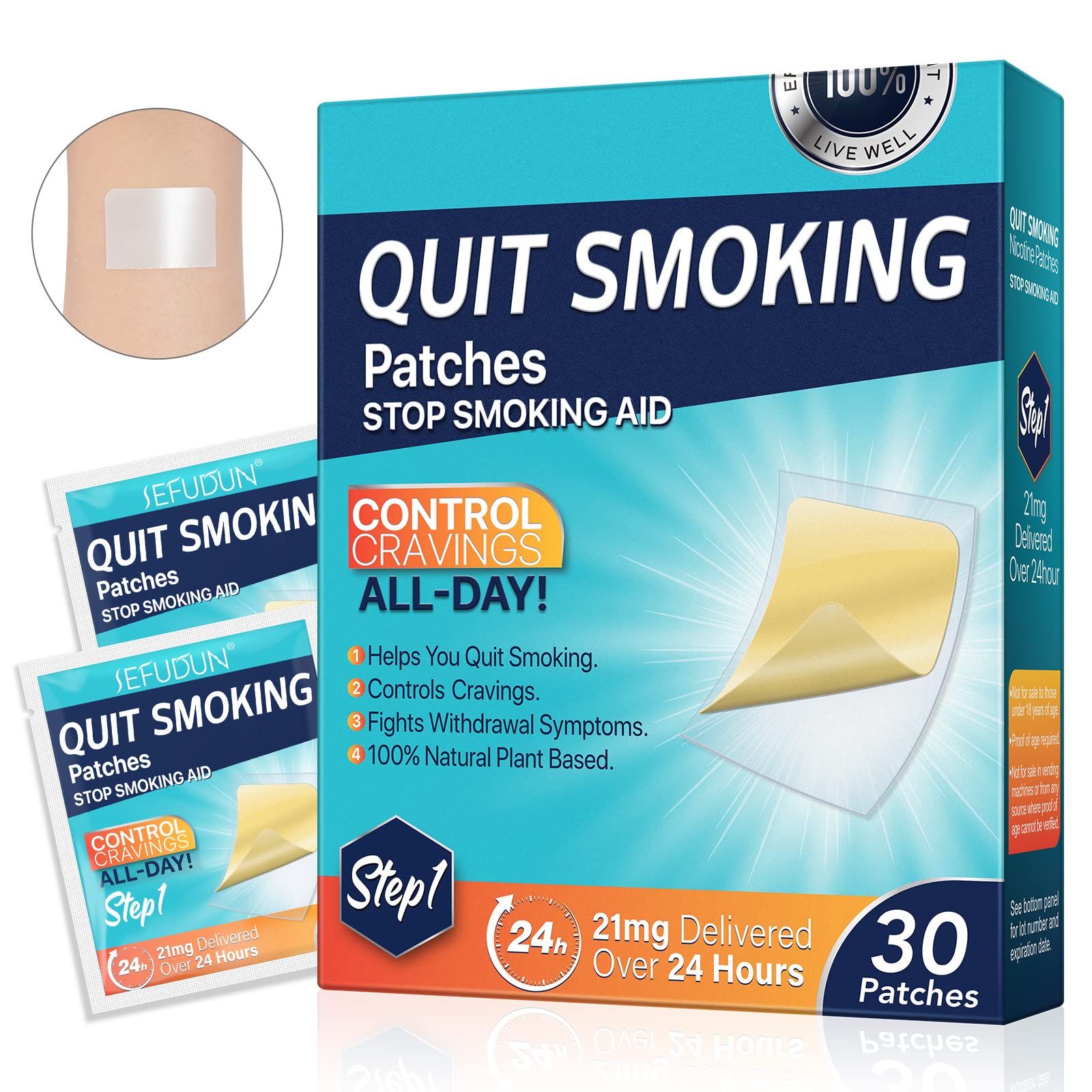 Step 1 Stop Smoking Aids Patches, 21mg Quit Smoking Stickers, 2 Weeks Work, 30 Count Help Quit
Step 1 Stop Smoking Aids 